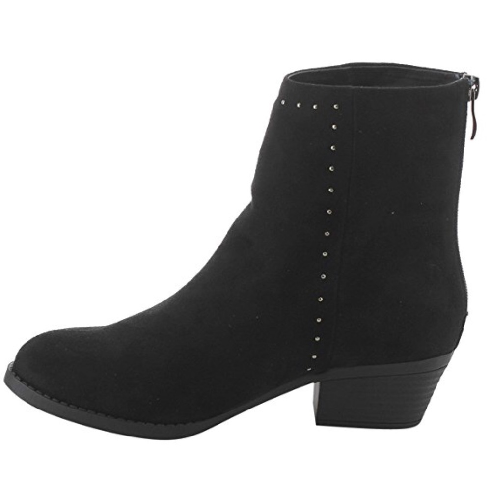NIB Black Textile Back Zipper Studded Ankle Boots - Picture 3 of 3